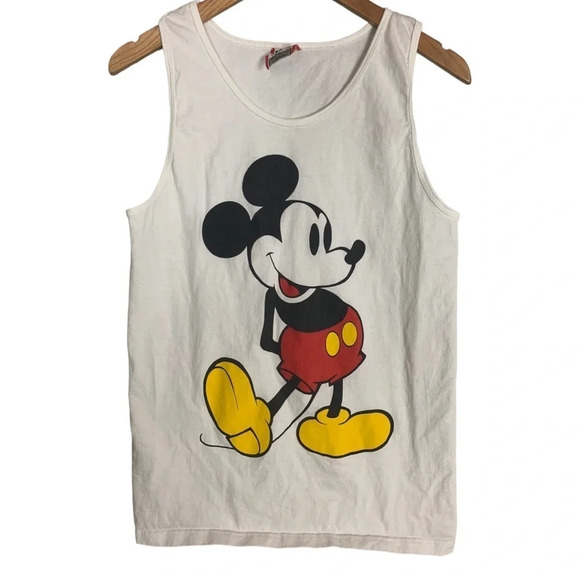 Vintage Disney Designs 100% Cotton  Tank Size Medium Mickey Disney World White - Picture 1 of 8